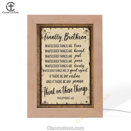 Whatsoever Things Are True Philippians 48 Bible Verse Wooden Lamp Art - Bible Verse Wooden Lamp - Scripture Night Light