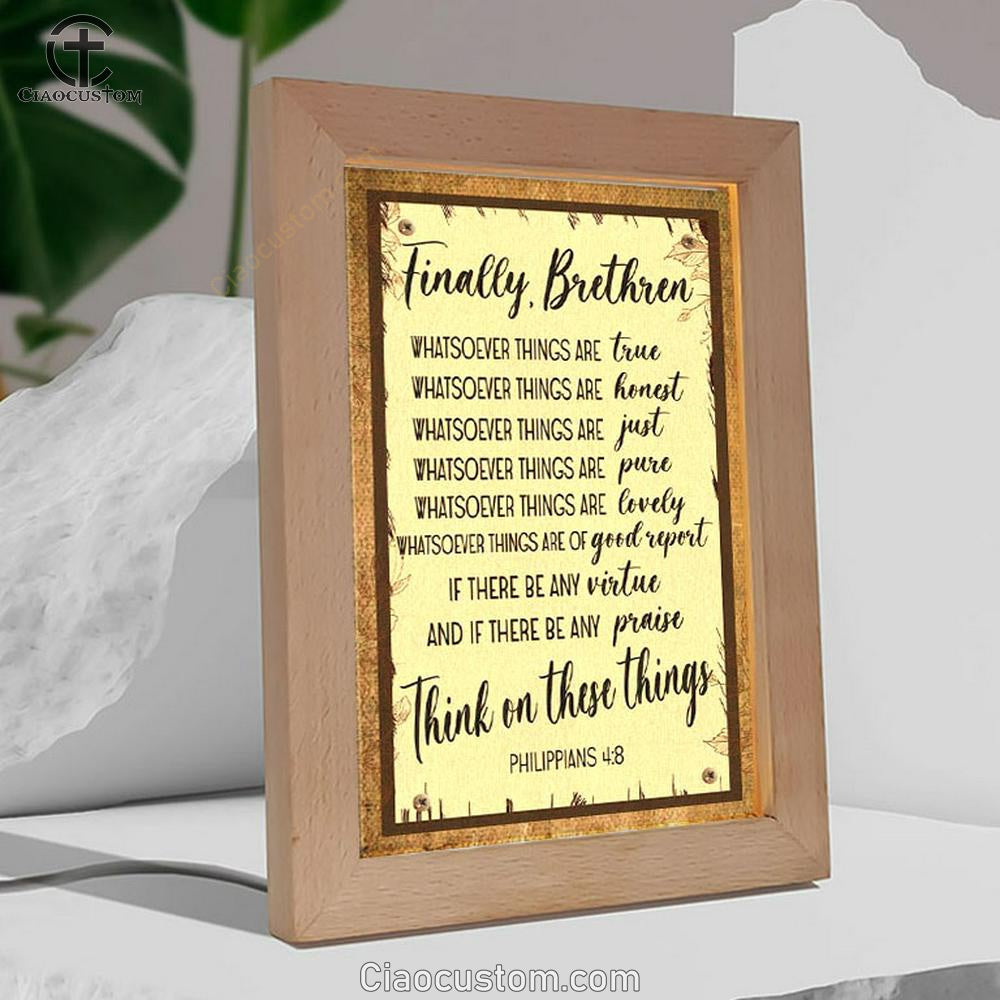 Whatsoever Things Are True Philippians 48 Bible Verse Wooden Lamp Art - Bible Verse Wooden Lamp - Scripture Night Light