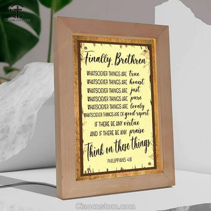 Whatsoever Things Are True Philippians 48 Bible Verse Wooden Lamp Art - Bible Verse Wooden Lamp - Scripture Night Light