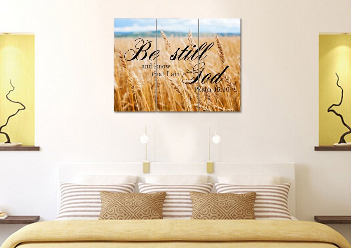 Wheat Fields & Be Still Canvas - Christian Canvas Wall Art