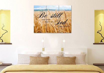 Wheat Fields & Be Still Canvas - Christian Canvas Wall Art