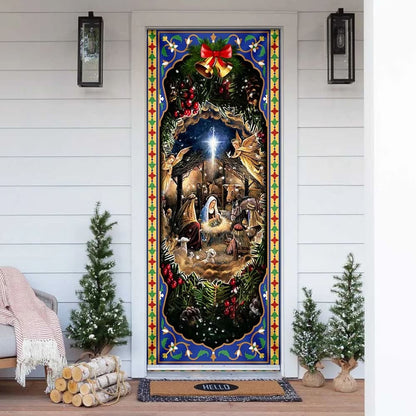 When He Born To Jesus Lover Door Cover - Jesus Christ Door Cover - Religious Door Decorations