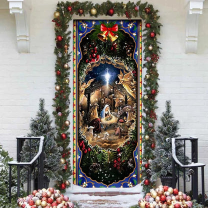 When He Born To Jesus Lover Door Cover - Jesus Christ Door Cover - Religious Door Decorations