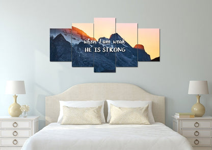 When I Am Weak He Is Strong Wall Art Canvas Print - Christian Canvas Wall Art