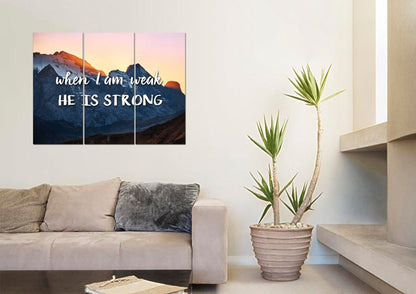 When I Am Weak He Is Strong Wall Art Canvas Print - Christian Canvas Wall Art