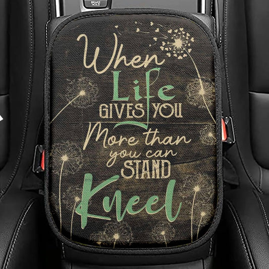 When Life Gives You More Than You Can Stand Kneel Seat Box Cover, Bible Verse Car Center Console Cover, Scripture Car Interior Accessories