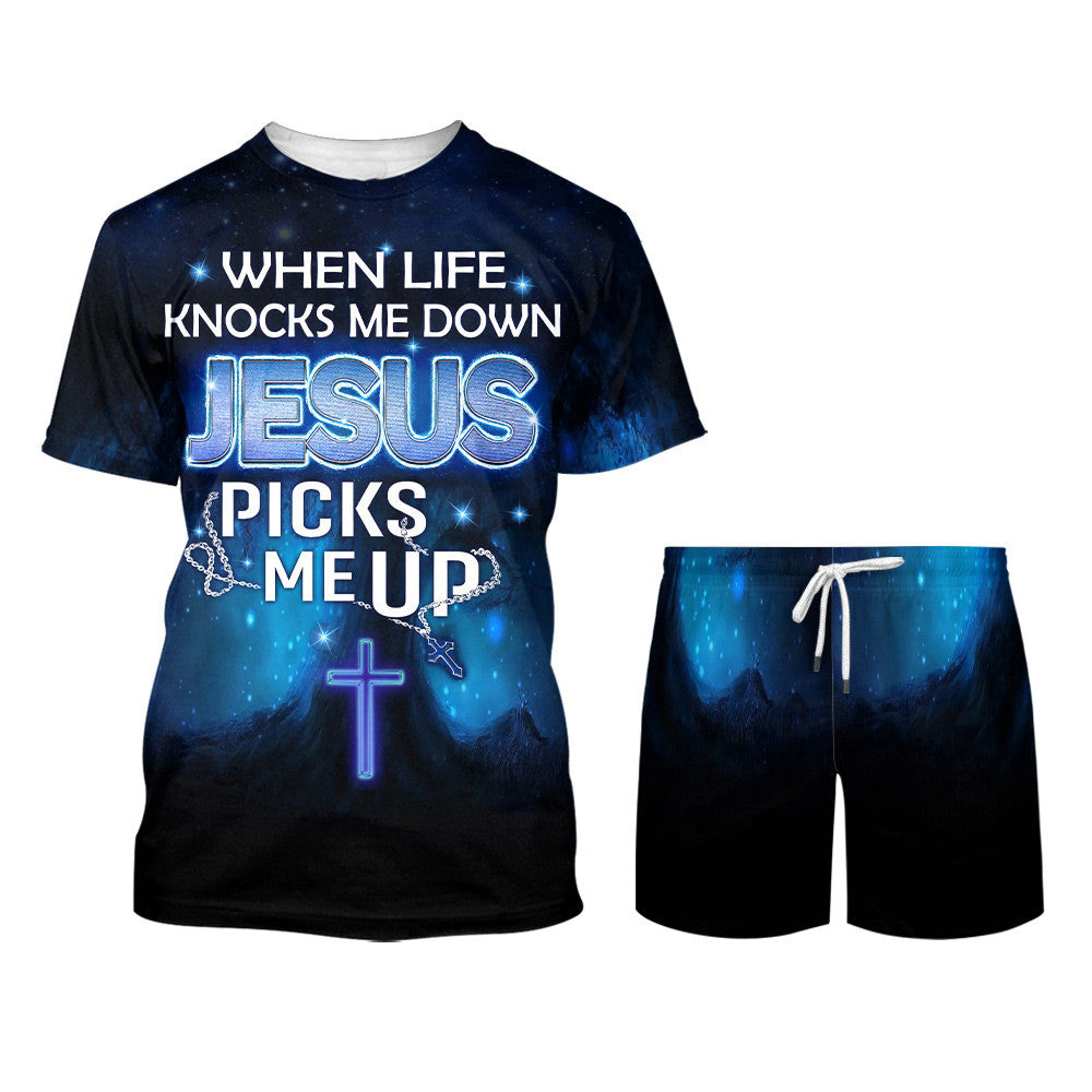 When Life Knocks Me Down Jesus Pick Me Up 3d Shirts - Christian T Shirts For Men And Women