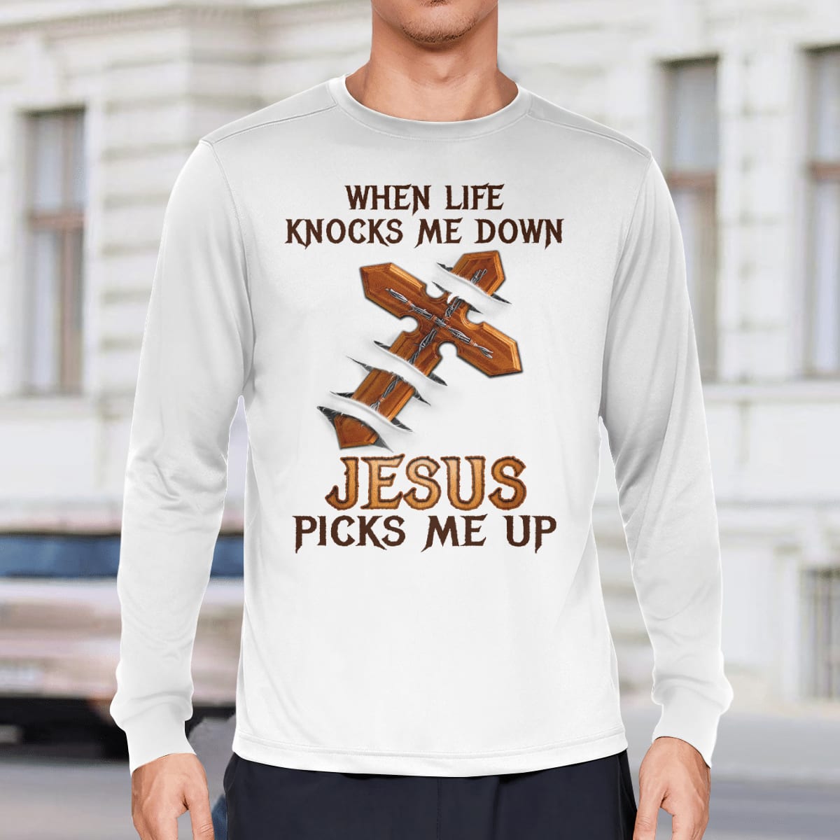 When Life Knocks Me Down Jesus Picks Me Up, God T-Shirt, Jesus Sweatshirt Hoodie, Faith T-Shirt