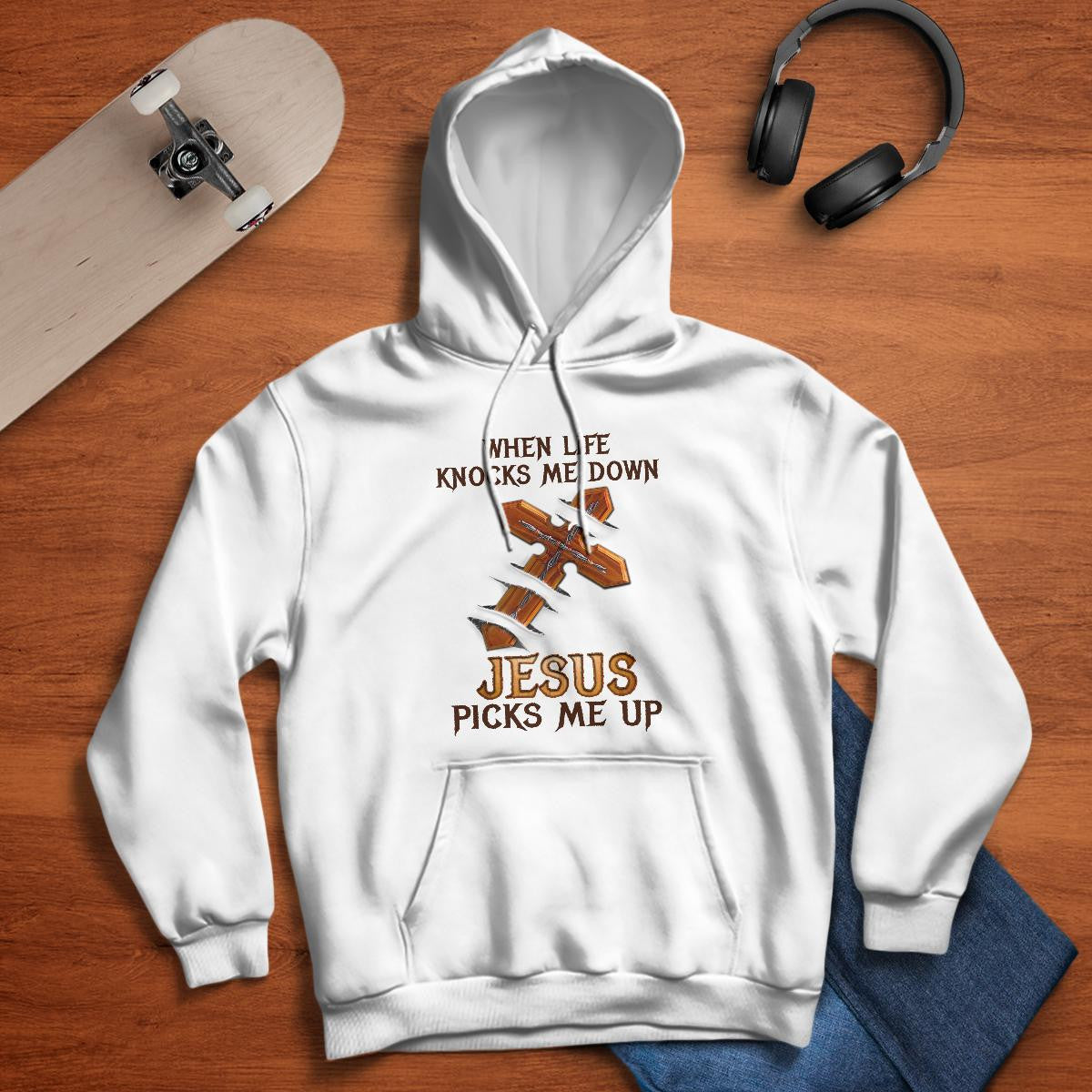 When Life Knocks Me Down Jesus Picks Me Up, God T-Shirt, Jesus Sweatshirt Hoodie, Faith T-Shirt