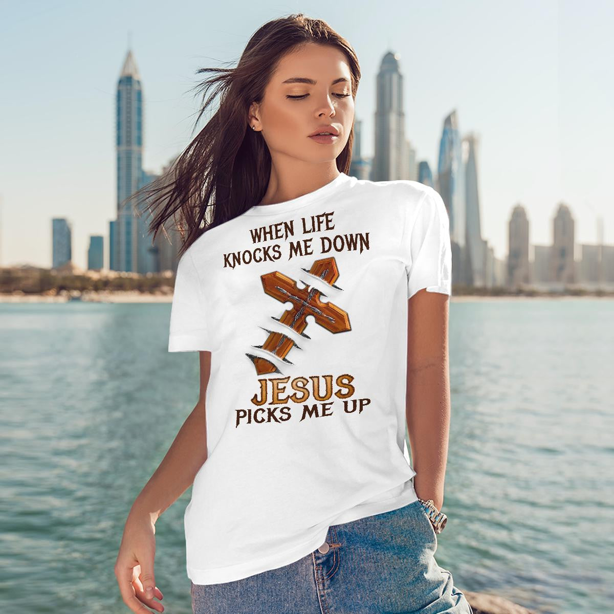 When Life Knocks Me Down Jesus Picks Me Up, God T-Shirt, Jesus Sweatshirt Hoodie, Faith T-Shirt