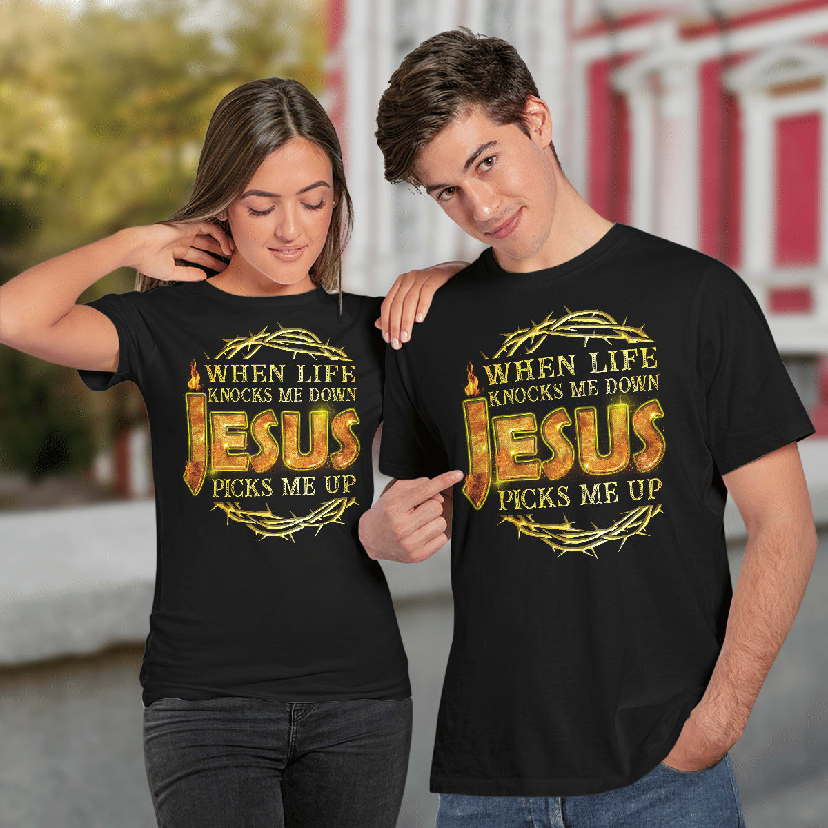 When Life Knocks Me Down Jesus Picks Me Up T-Shirt, Religious T-Shirt, Jesus Sweatshirt Hoodie, God T-Shirt