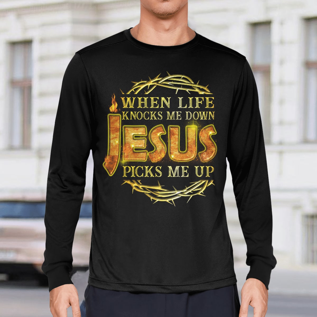 When Life Knocks Me Down Jesus Picks Me Up T-Shirt, Religious T-Shirt, Jesus Sweatshirt Hoodie, God T-Shirt