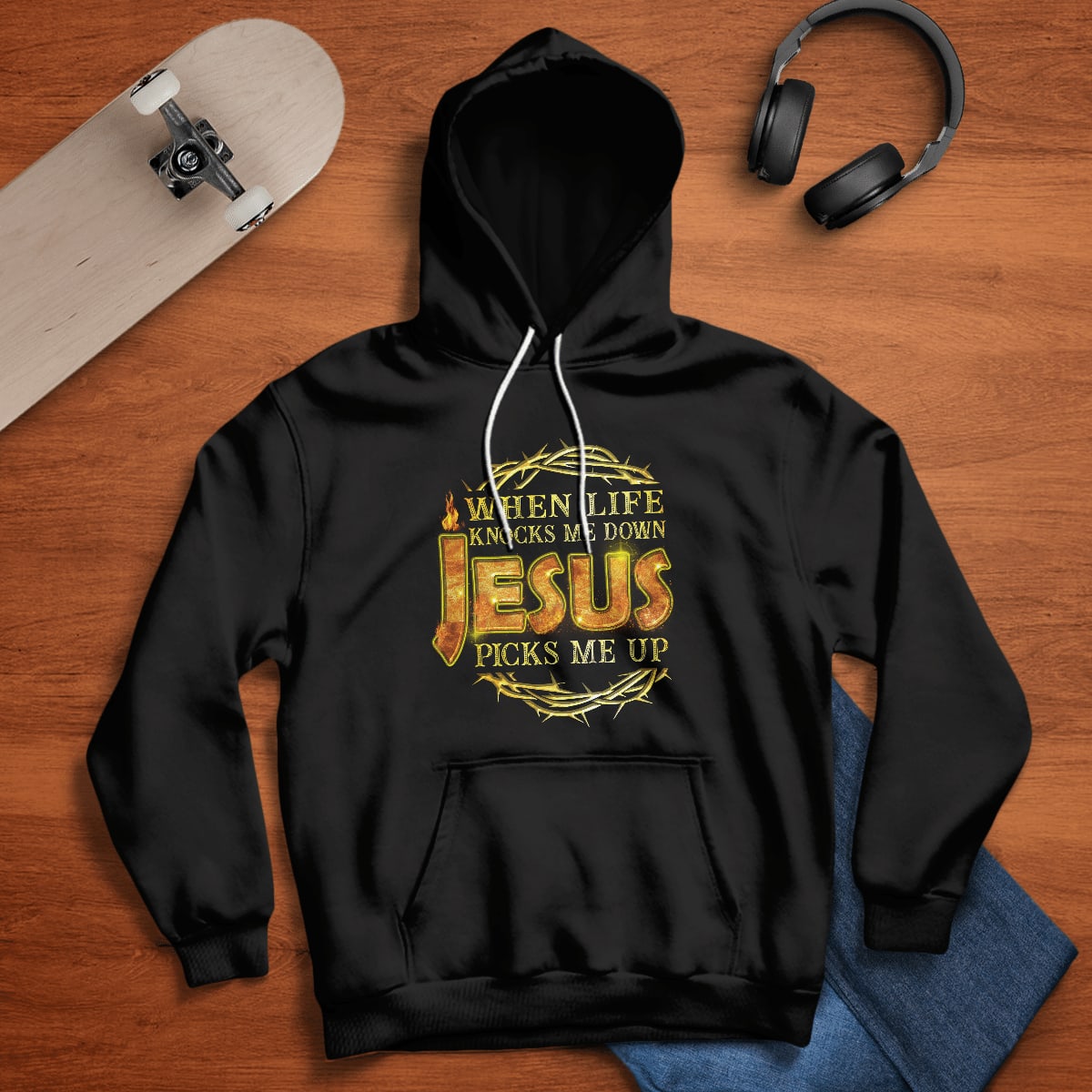 When Life Knocks Me Down Jesus Picks Me Up T-Shirt, Religious T-Shirt, Jesus Sweatshirt Hoodie, God T-Shirt