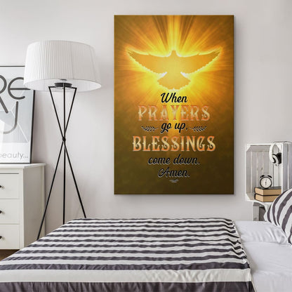 When Prayers Go Up Blessings Come Down Canvas Wall Art - Christian Canvas Prints - Bible Verse Canvas