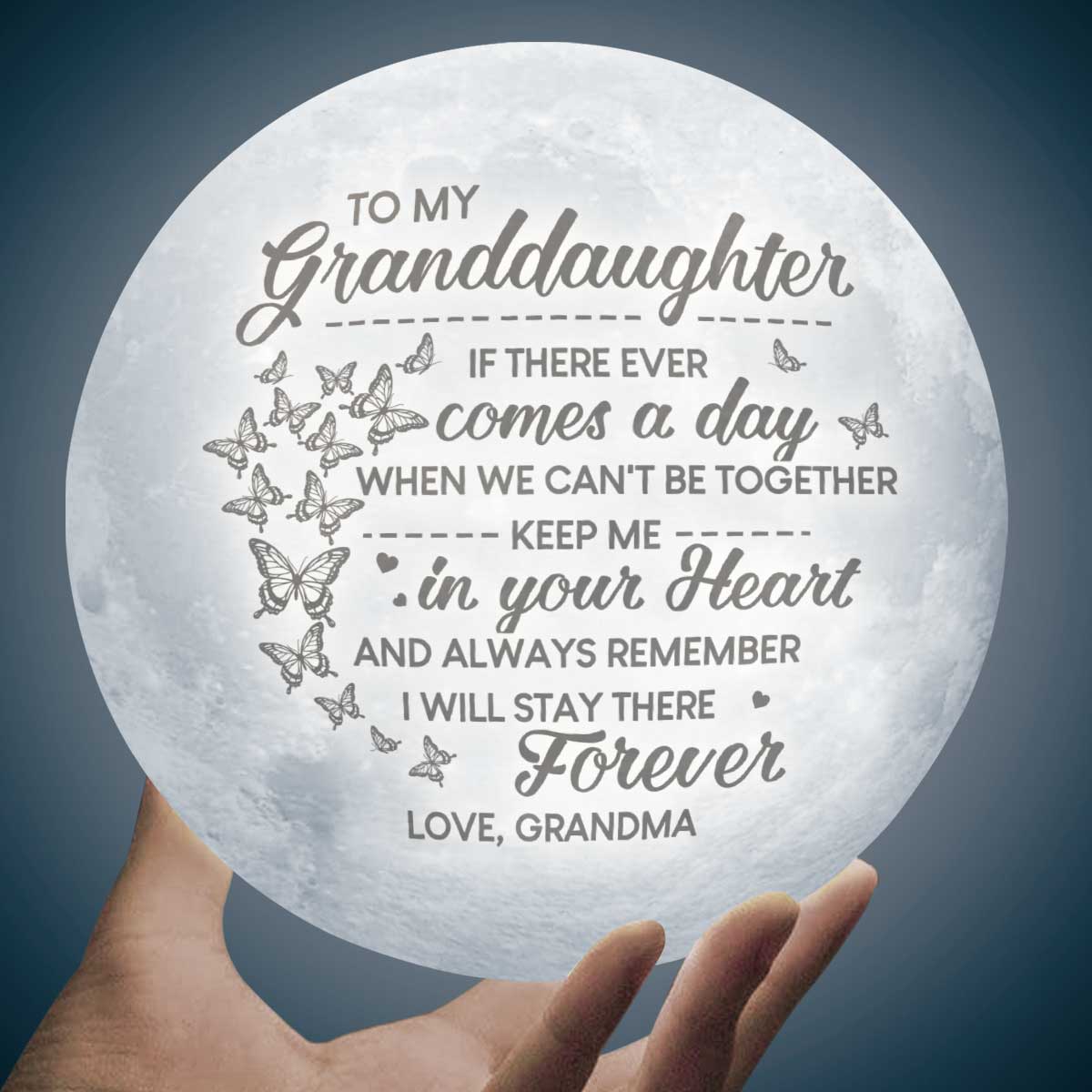 When We Can't Be Together 3d Printed Moon Lamp - To My Granddaughter - Gift For Granddaughter - Engraved Moon Lamp
