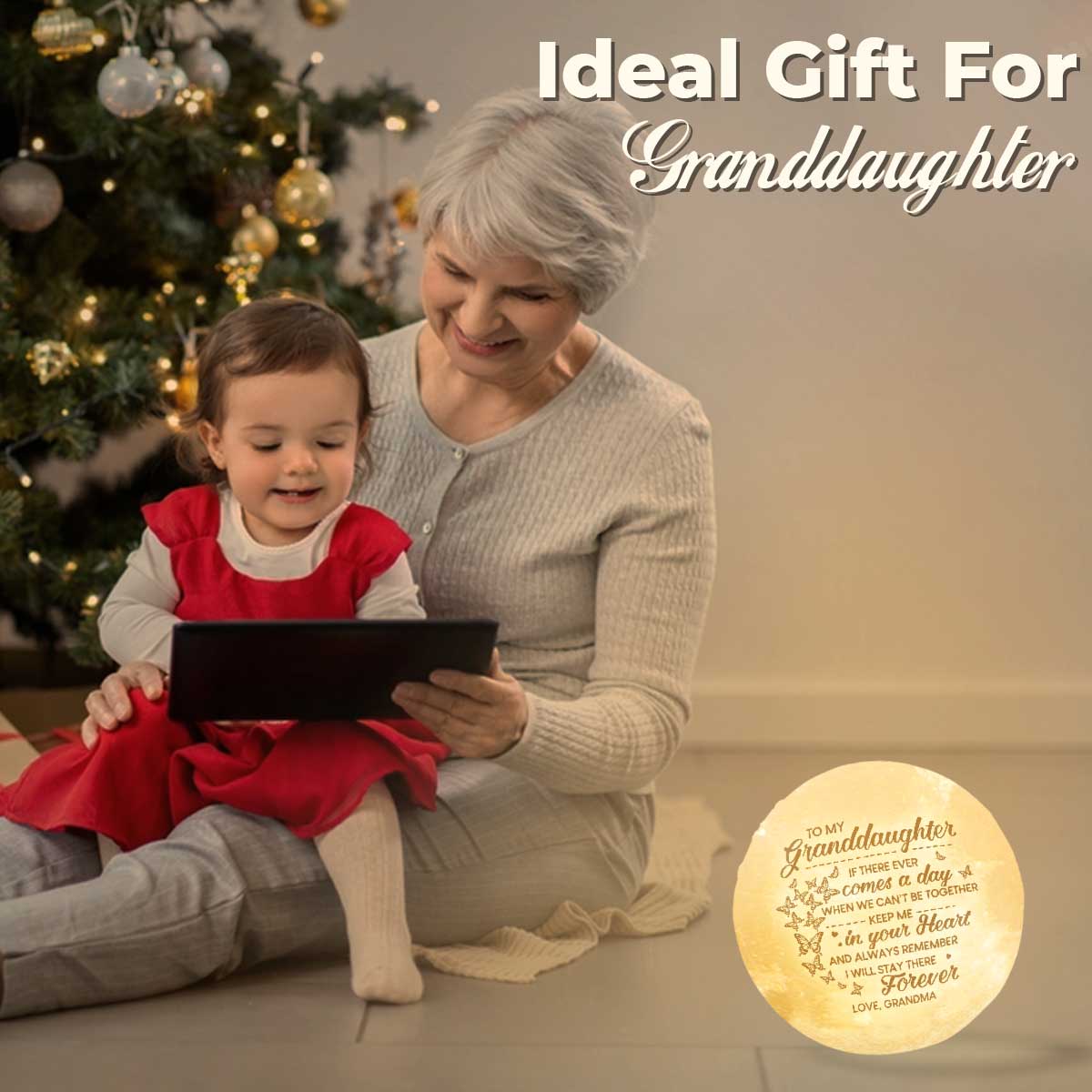 When We Can't Be Together 3d Printed Moon Lamp - To My Granddaughter - Gift For Granddaughter - Engraved Moon Lamp