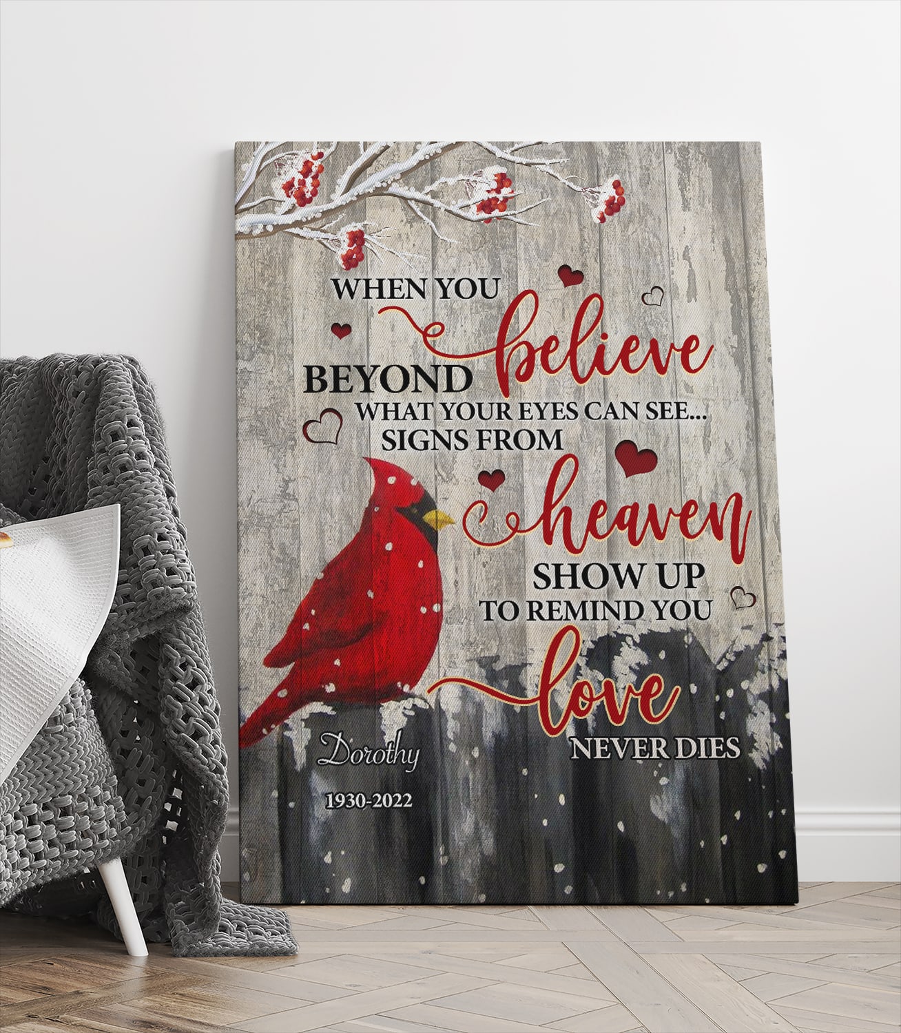 When You Believe Beyond What Your Eyes Can See Canvas Prints - Personalized Cardinal Bird