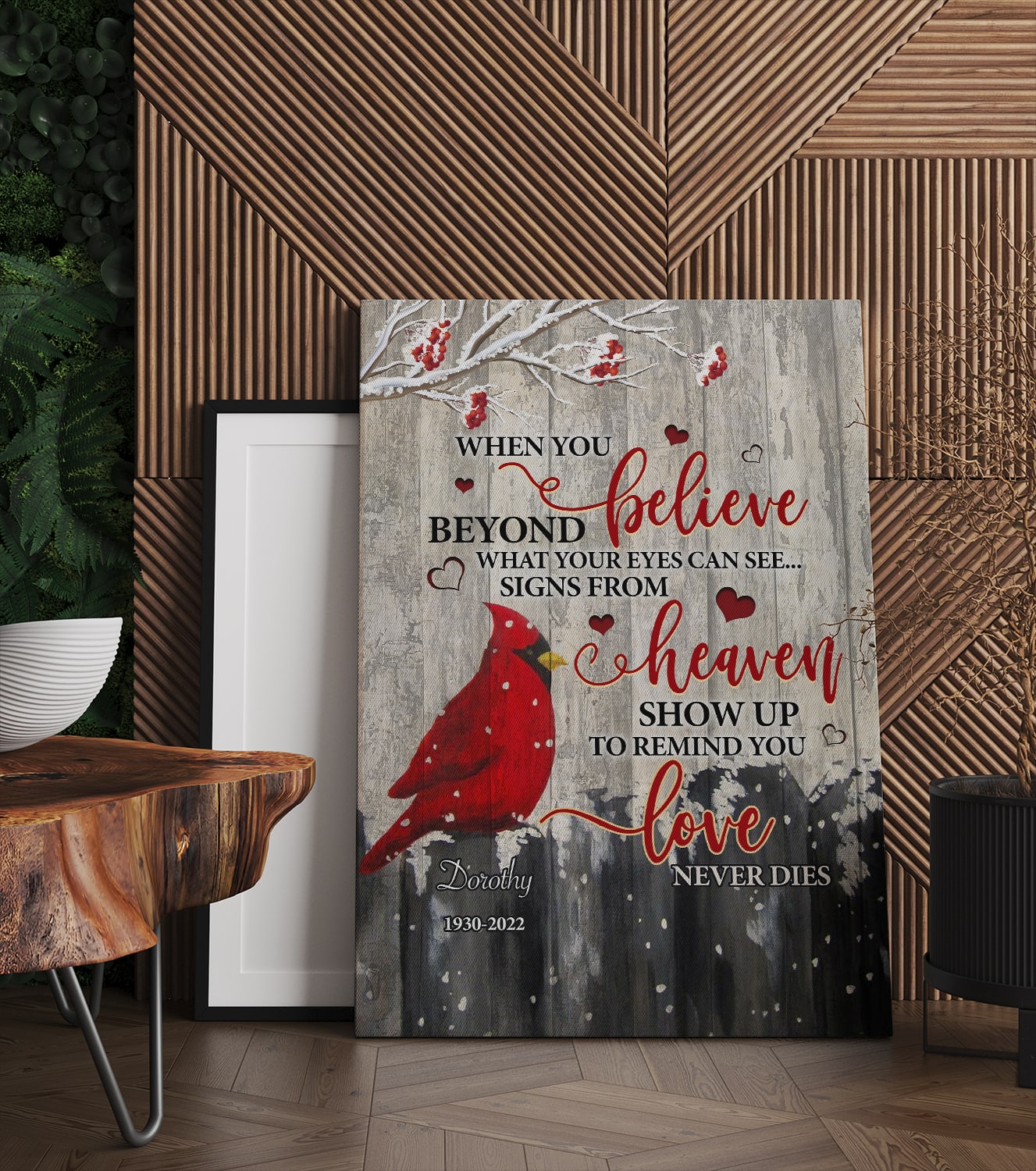 When You Believe Beyond What Your Eyes Can See Canvas Prints - Personalized Cardinal Bird