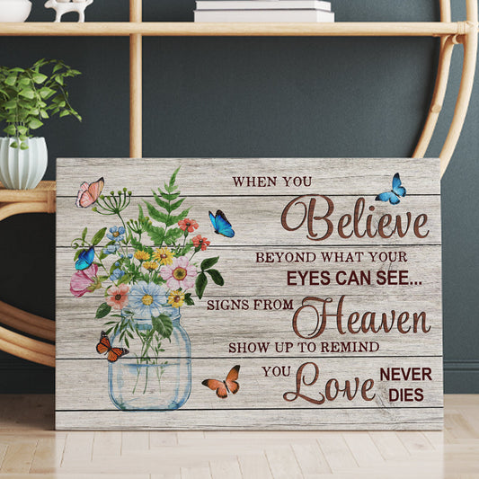 When You Believe Beyond What Your Eyes Can See Signs From Heaven Canvas Wall Art
