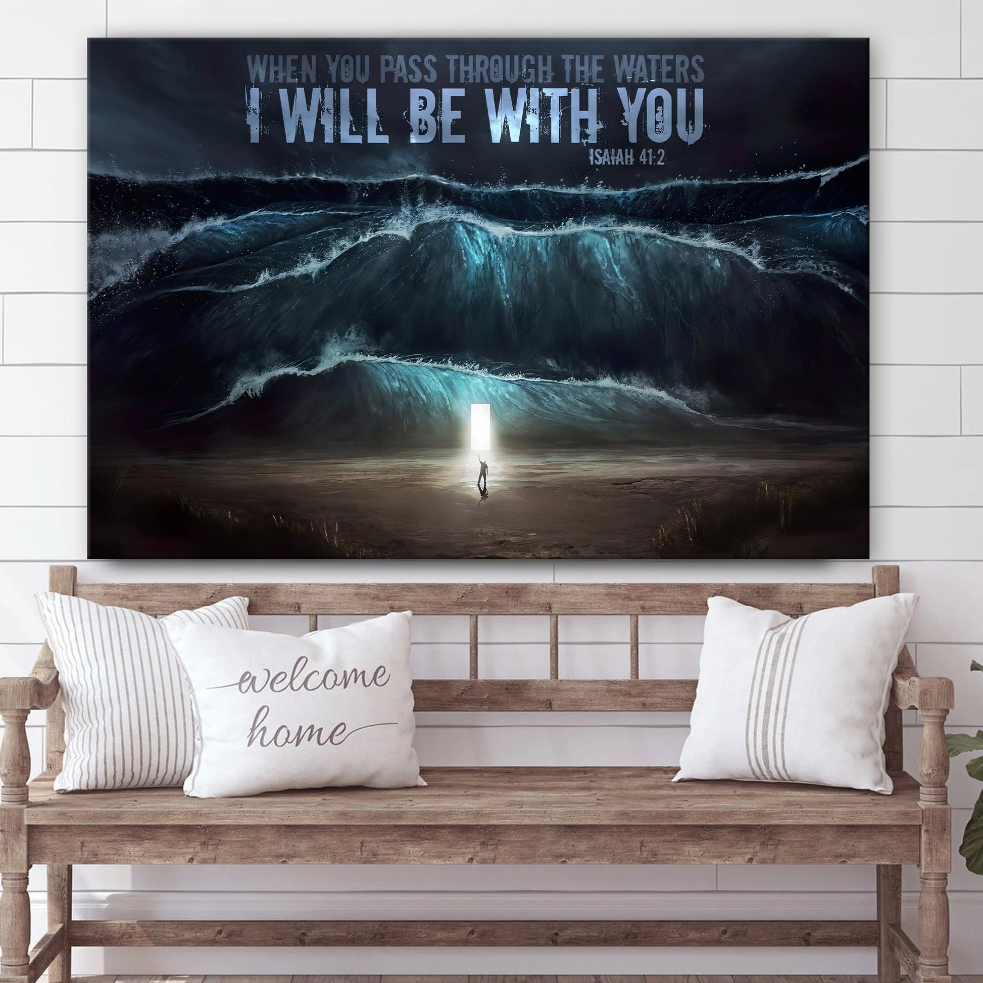 When You Pass Through The Waters I Will Be With You  Isaiah 41 2 Religious Wall Art Canvas