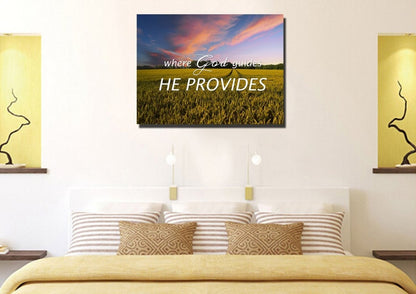 Where God Guides, He Provides Canvas Wall Art Print - Christian Canvas Wall Art