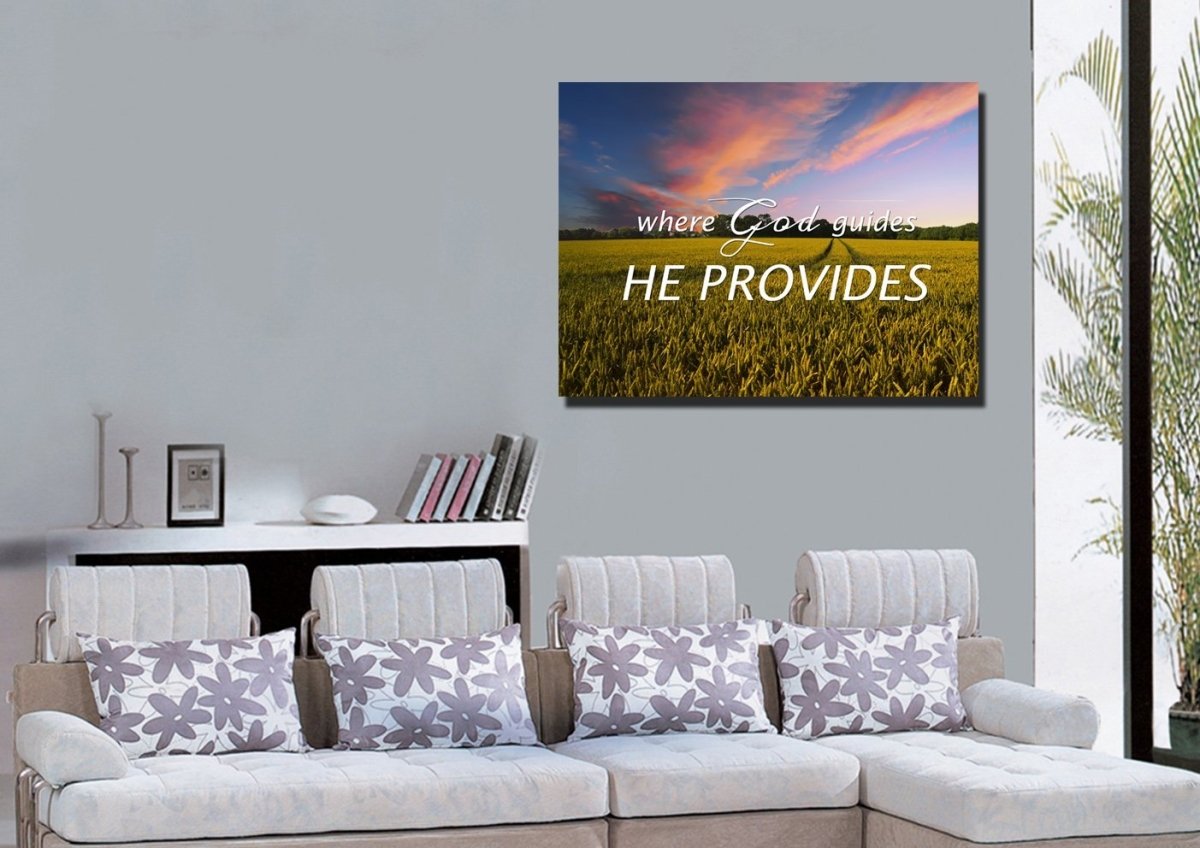 Where God Guides, He Provides Canvas Wall Art Print - Christian Canvas Wall Art