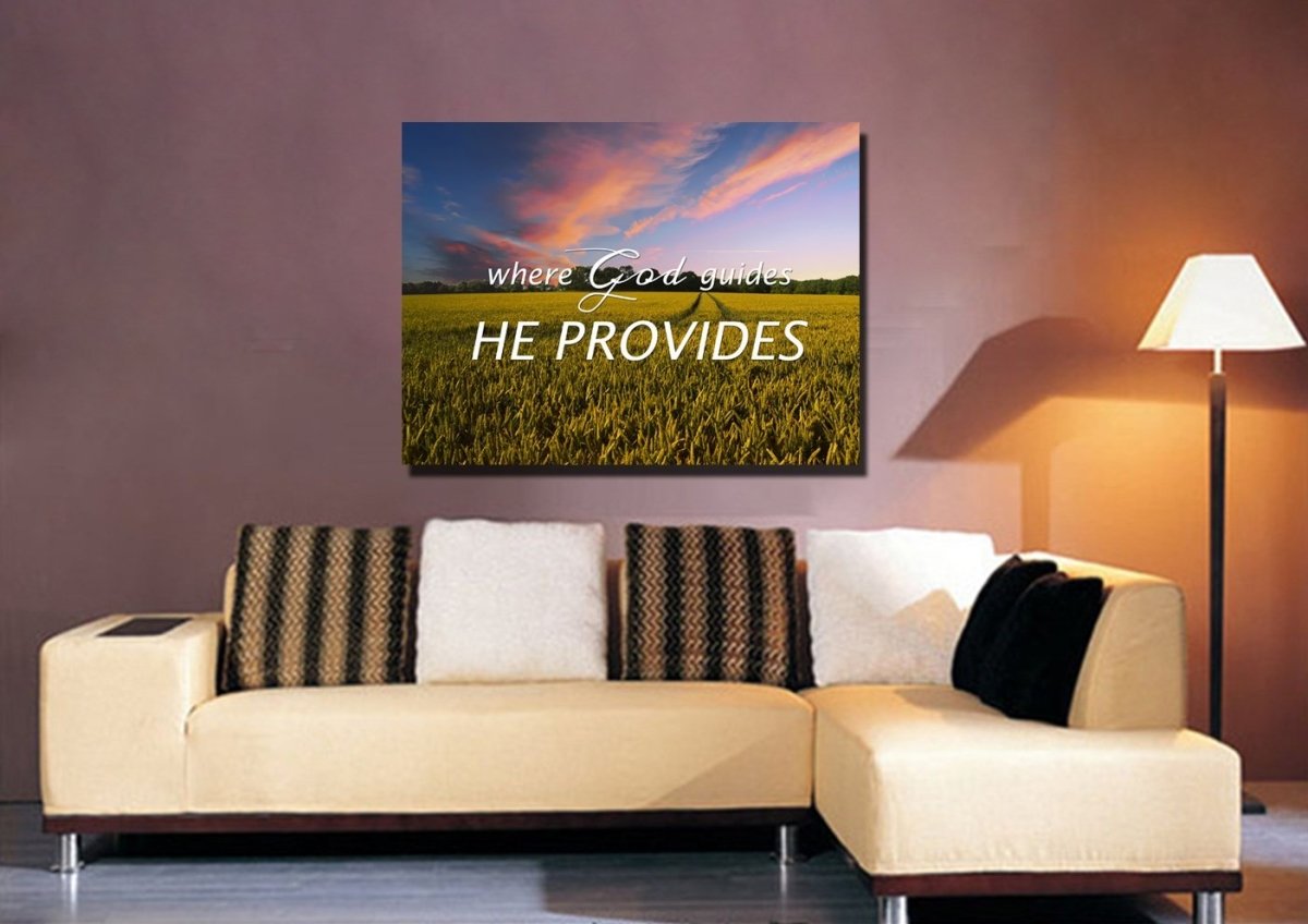 Where God Guides, He Provides Canvas Wall Art Print - Christian Canvas Wall Art