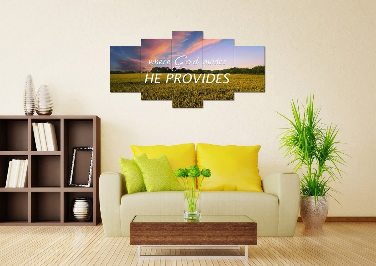 Where God Guides, He Provides Canvas Wall Art Print - Christian Canvas Wall Art