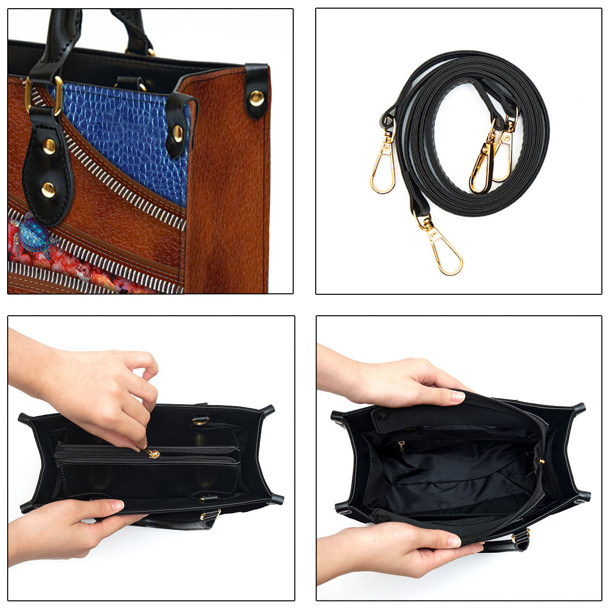 Where The Spirit Of The Lord Is There Is Freedom Personalized Turtle Leather Bag For Women - Religious Gifts For Women