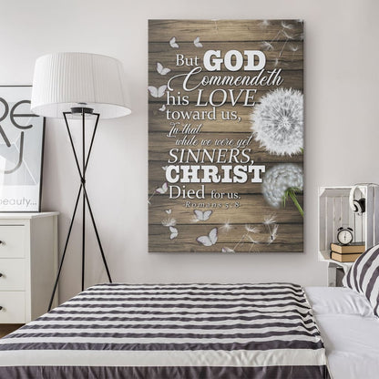 While We Were Yet Sinners Christ Died For Us Romans 58 Bible Verse Canvas Art - Bible Verse Canvas - Scripture Wall Art