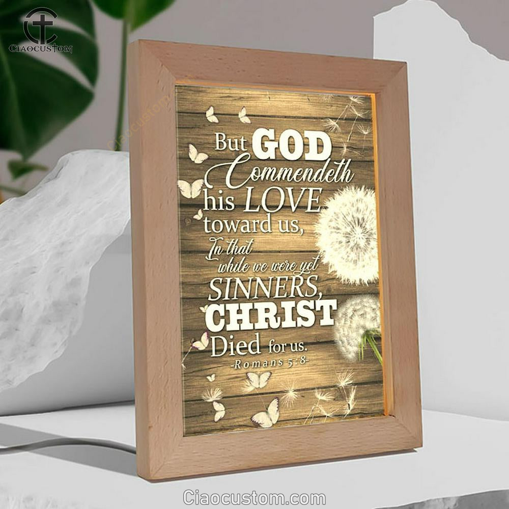 While We Were Yet Sinners Christ Died For Us Romans 58 Bible Verse Wooden Lamp Art - Bible Verse Wooden Lamp - Scripture Night Light