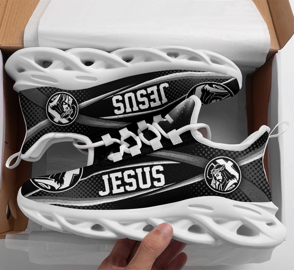White And Black Jesus Yezy Running Sneakers Max Soul Shoes - Christian Shoes For Men And Women