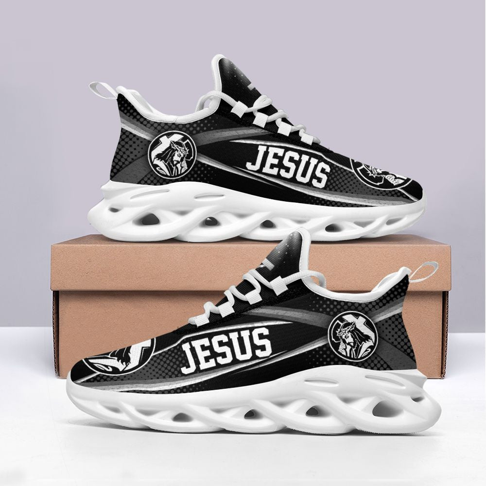 White And Black Jesus Yezy Running Sneakers Max Soul Shoes - Christian Shoes For Men And Women