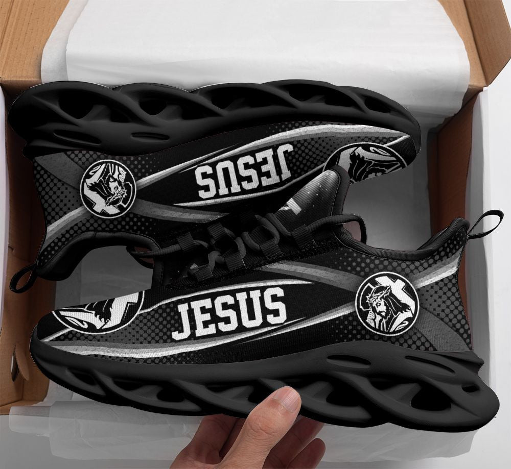 White And Black Jesus Yezy Running Sneakers Max Soul Shoes - Christian Shoes For Men And Women