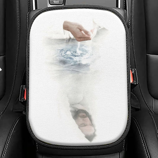 White Jesus Seat Box Cover 6, He Is Risen Car Center Console Cover, Jesus Car Interior Accessories