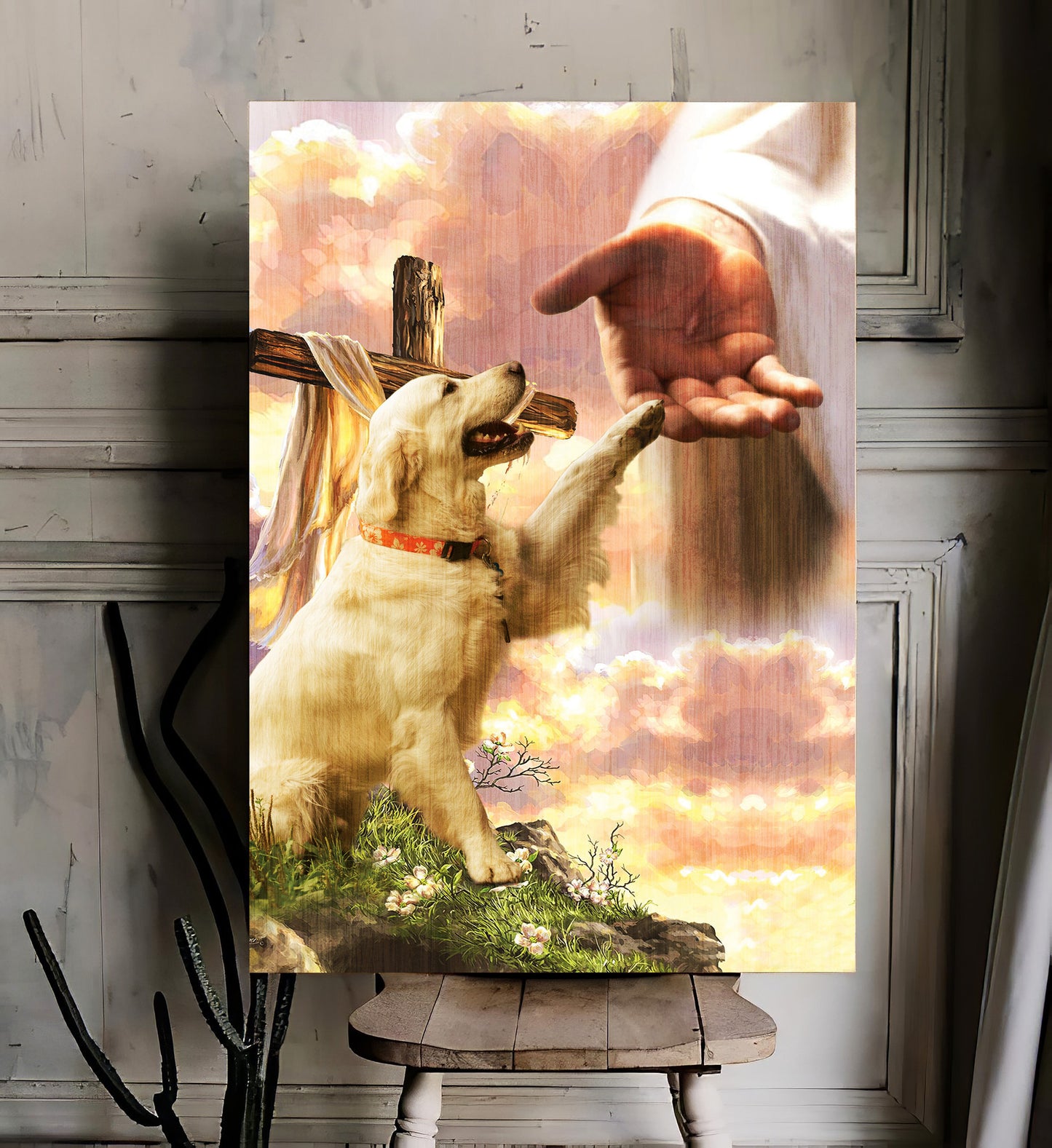 White Labrador God Hand Photo Canvas - Canvas Decor Ideas