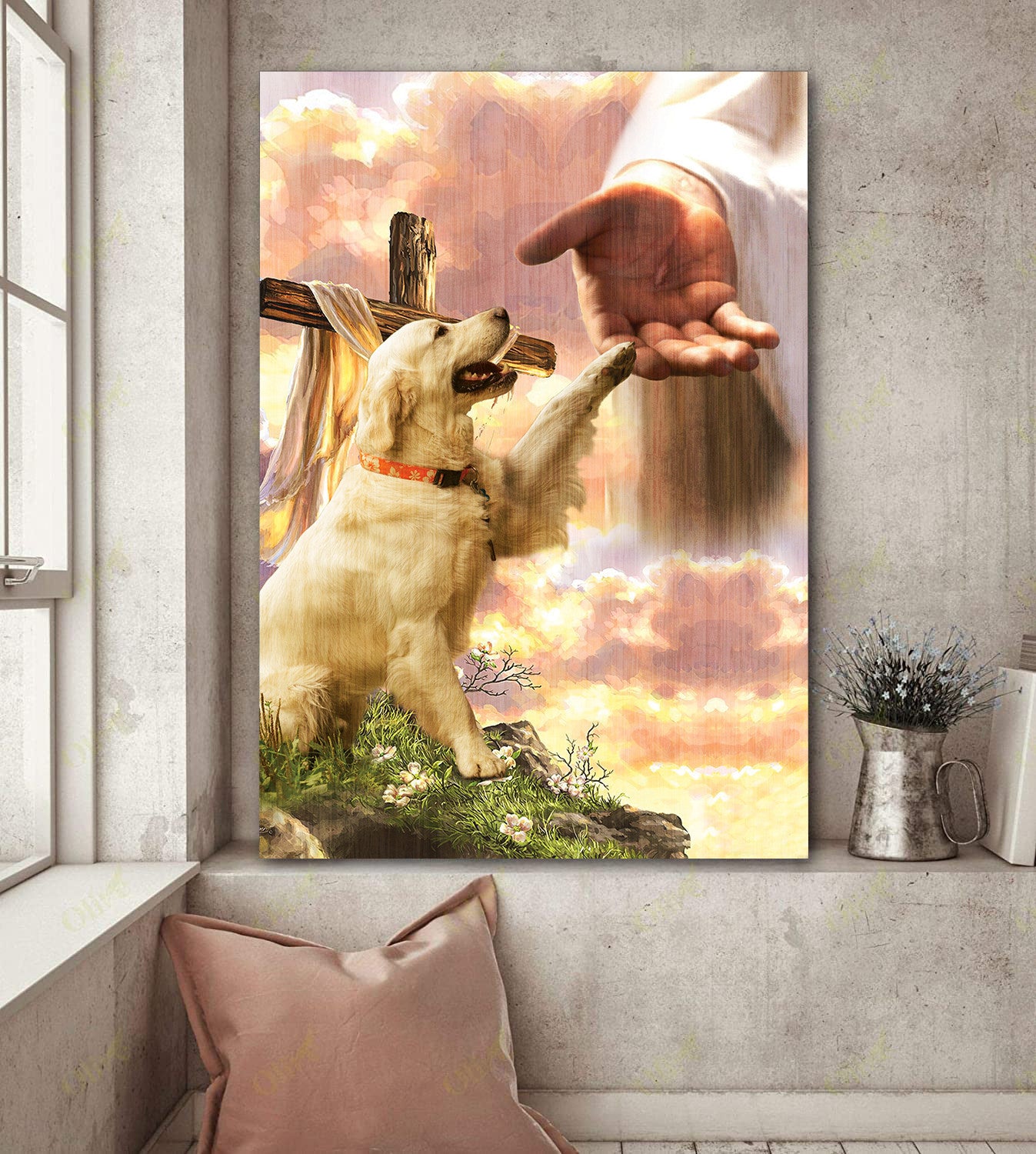 White Labrador God Hand Photo Canvas - Canvas Decor Ideas