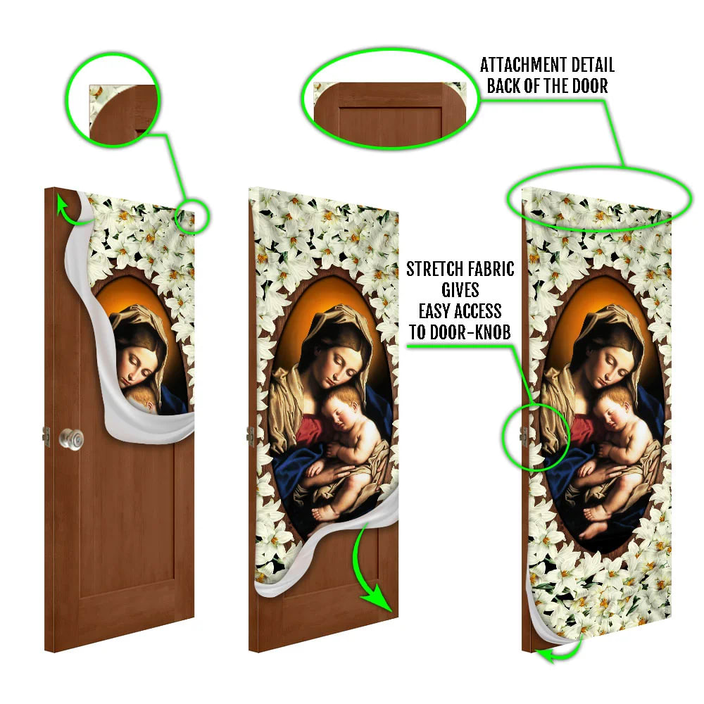 White Lily Of The Blessed Trinity Door Cover - Religious Door Decorations - Christian Home Decor