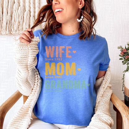 Wife Mom Grandma Since Personalized Tee Shirts For Women - Christian Shirts for Women - Religious Tee Shirts
