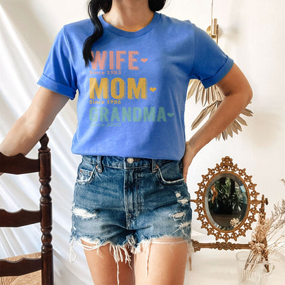 Wife Mom Grandma Since Personalized Tee Shirts For Women - Christian Shirts for Women - Religious Tee Shirts