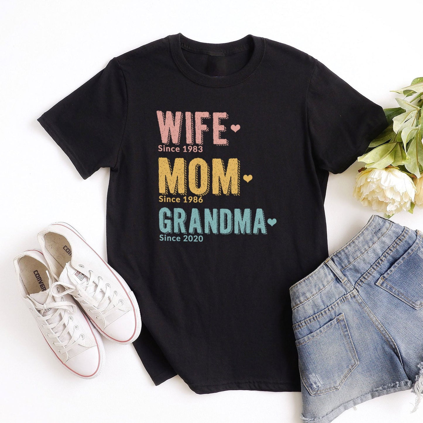 Wife Mom Grandma Since Personalized Tee Shirts For Women - Christian Shirts for Women - Religious Tee Shirts
