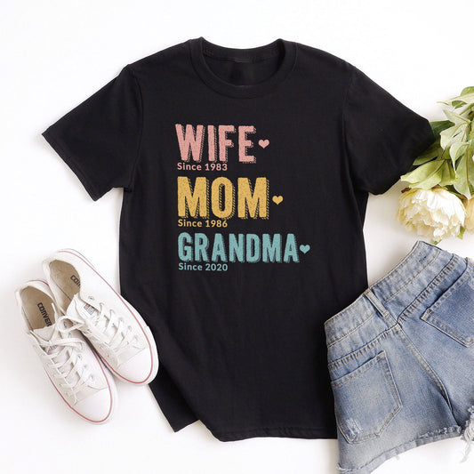 Wife Mom Grandma Since Personalized Tee Shirts For Women - Christian Shirts for Women - Religious Tee Shirts
