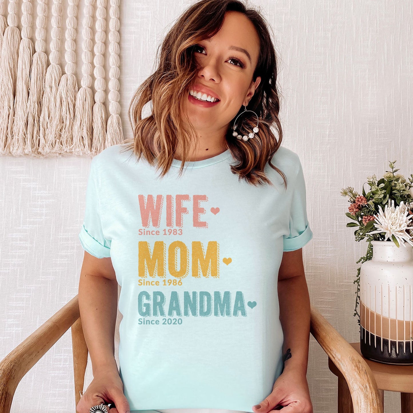 Wife Mom Grandma Since Personalized Tee Shirts For Women - Christian Shirts for Women - Religious Tee Shirts