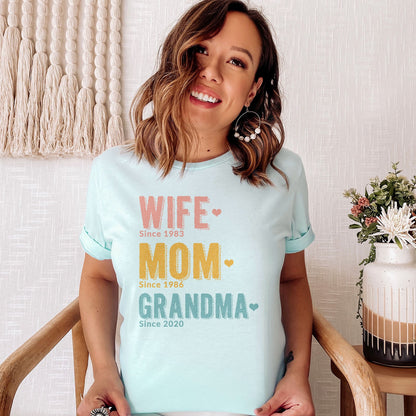 Wife Mom Grandma Since Personalized Tee Shirts For Women - Christian Shirts for Women - Religious Tee Shirts
