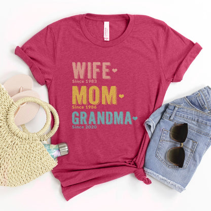 Wife Mom Grandma Since Personalized Tee Shirts For Women - Christian Shirts for Women - Religious Tee Shirts