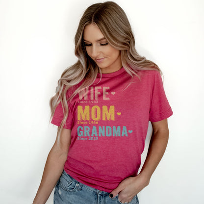 Wife Mom Grandma Since Personalized Tee Shirts For Women - Christian Shirts for Women - Religious Tee Shirts