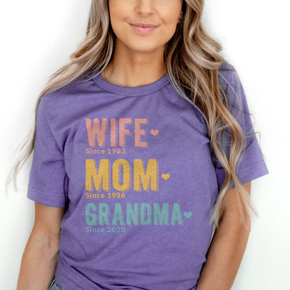 Wife Mom Grandma Since Personalized Tee Shirts For Women - Christian Shirts for Women - Religious Tee Shirts