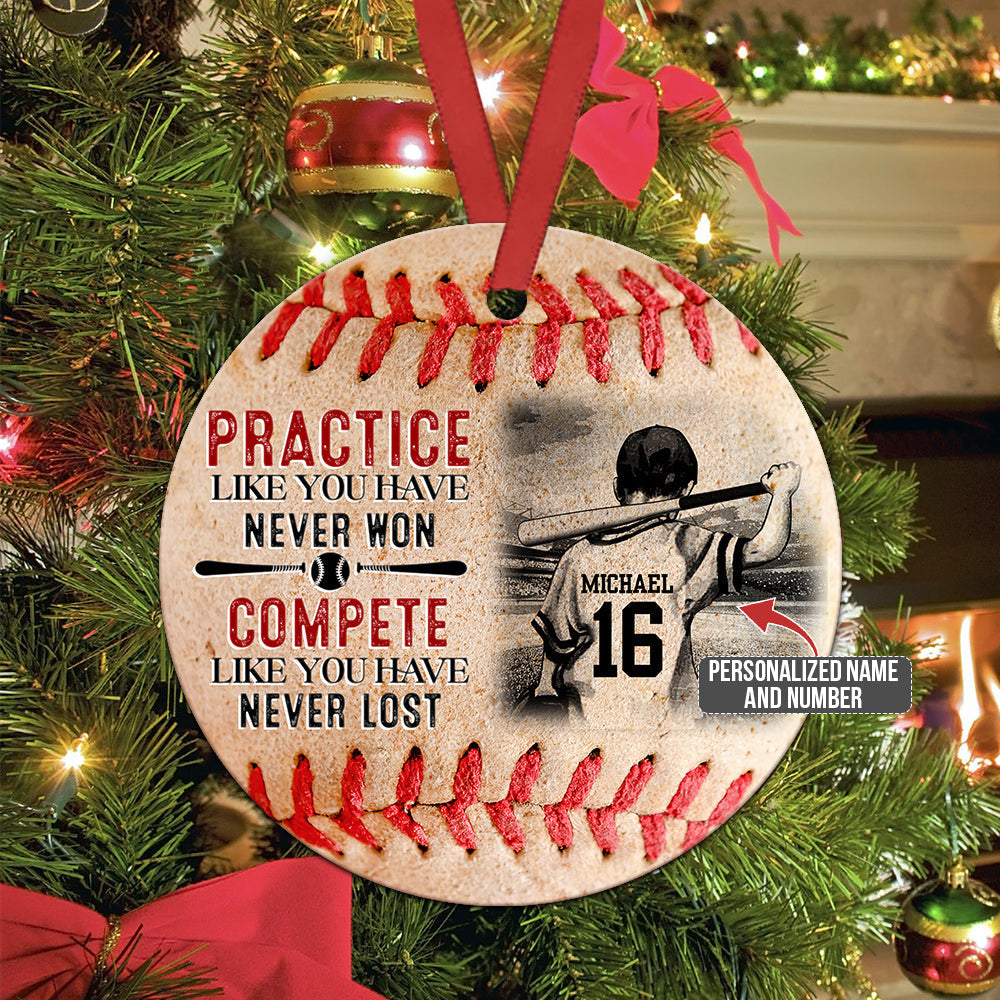 Win Or Lose Baseball Boy Personalized Ceramic Circle Ornament - Decorative Ornament - Christmas Ornament