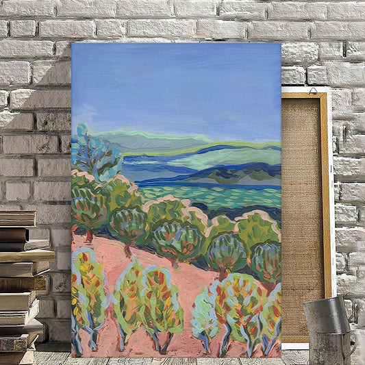 Wine Country Wrapped Canvas, California Matisse Painting, Abstract Landscape, Sonoma Decor, Coastal Canvas Print, Napa Painting, Travel Poster