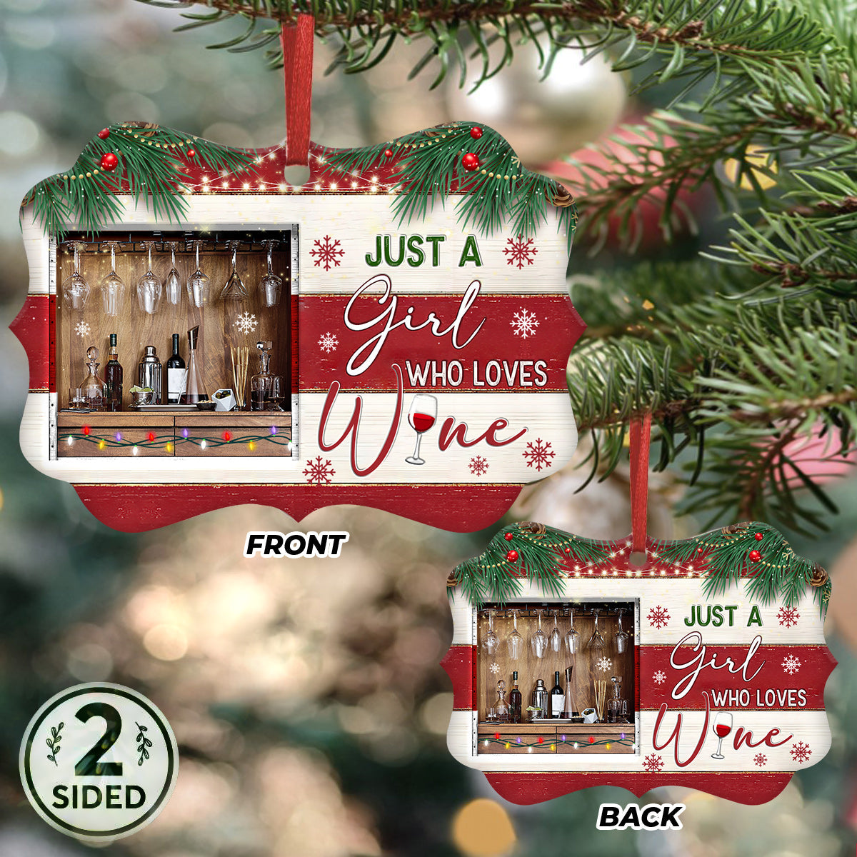 Wine Christmas Theme Ornament - Christmas Ornament - Ciaocustom